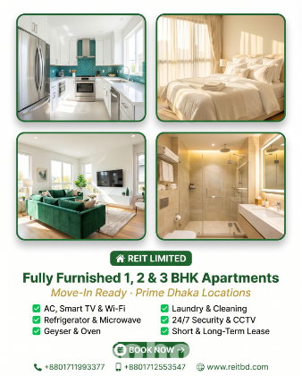 Fully Furnished 1/2/3/4 Bhk Apt Rent in Bashundhara R/A